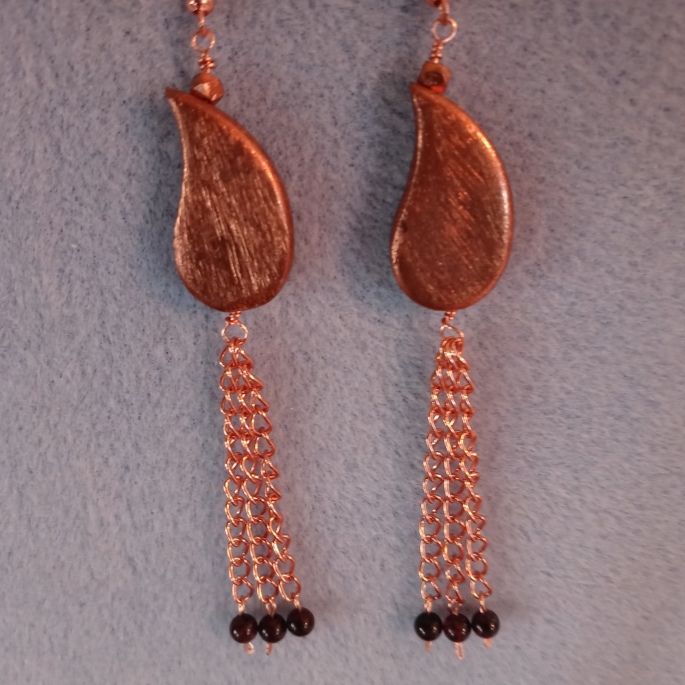 Copper and garnet earrings